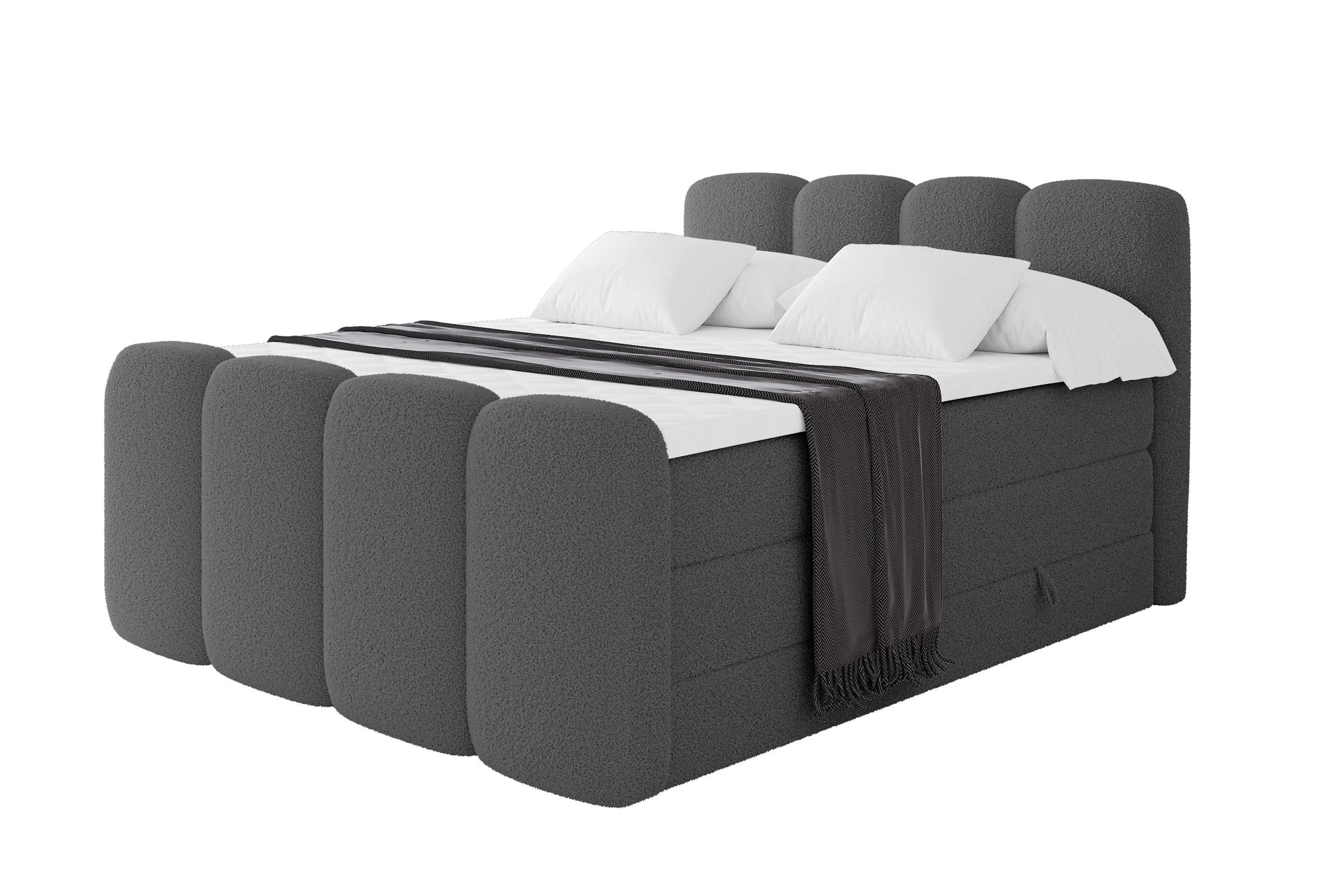 BOXSPRINGBETT mit Matratze H3/H4 - NINA-Z KING - 120x200 cm Grau - Titanfarben, Holzwerkstoff (120/200cm) - ALTDECOR