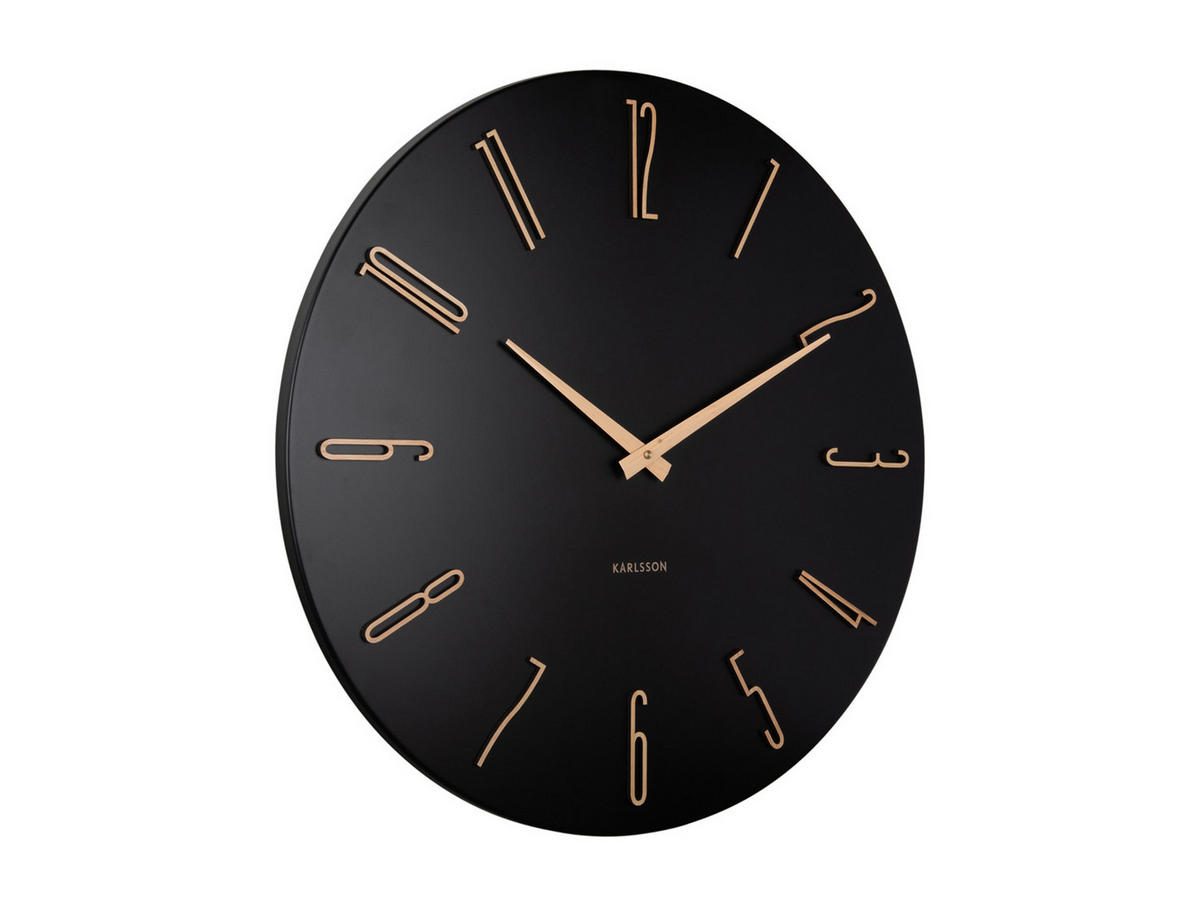 WANDUHR Esmerado Schwarz 2.5/60/60 cm - Schwarz, Metall (60/60/2.5cm) - Karlsson