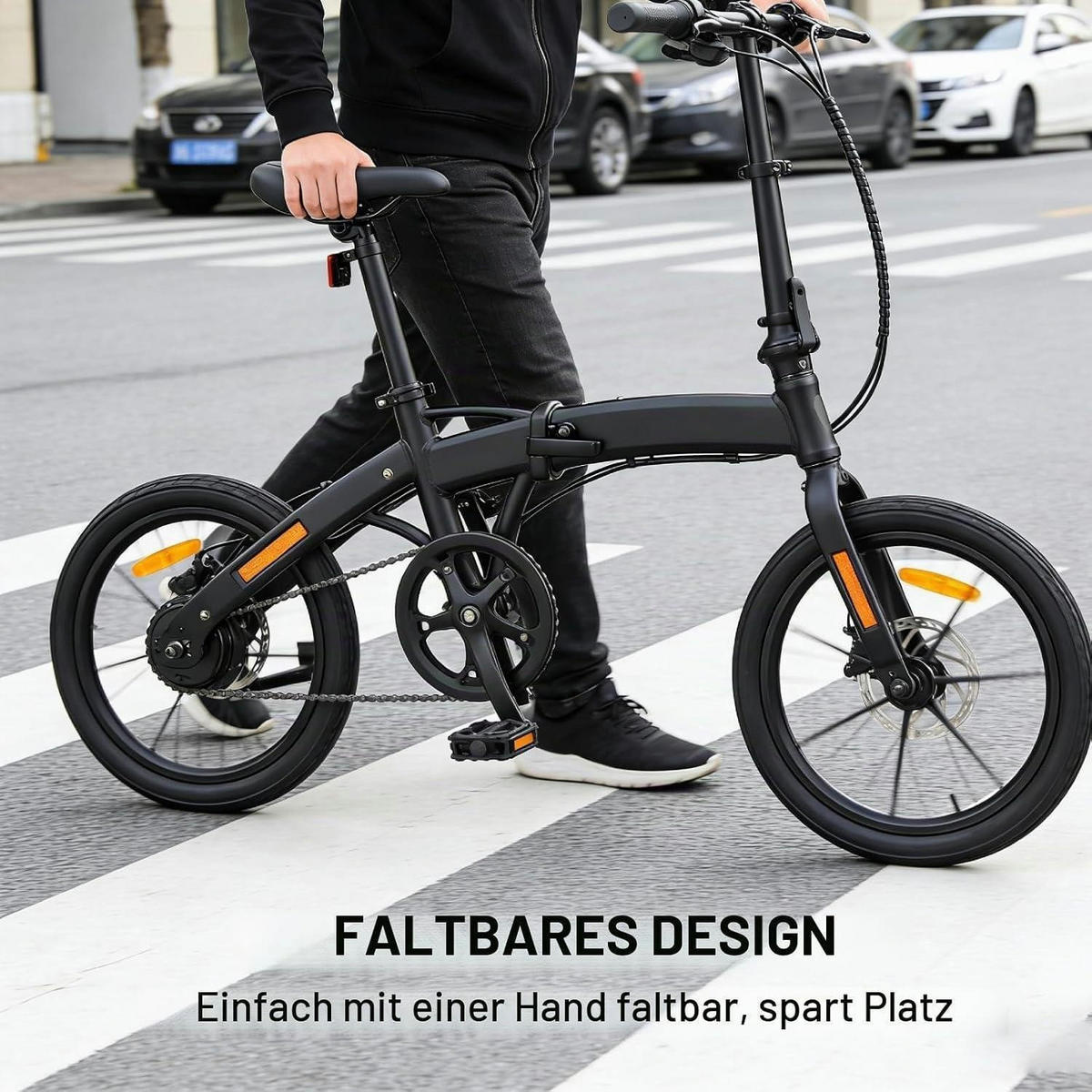FAHRRADPEDALE Klappbar mit Reflektoren 9/16 Zoll - Schwarz, Kunststoff (7/3.2/12.3cm)
