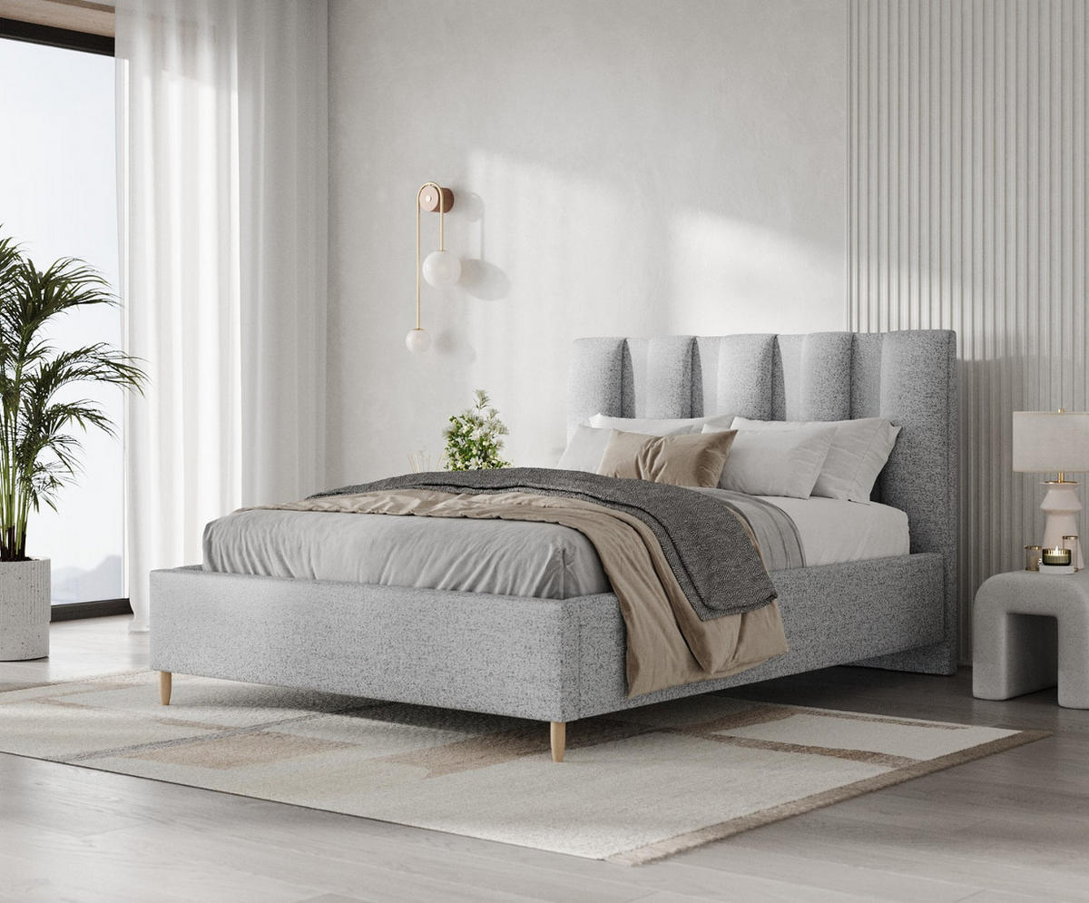POLSTERBETT Loom 140/200 cm Grau im Riva Stoff - Naturfarben/Grau, Holz/Holzwerkstoff (140/200cm) - AltaBeds
