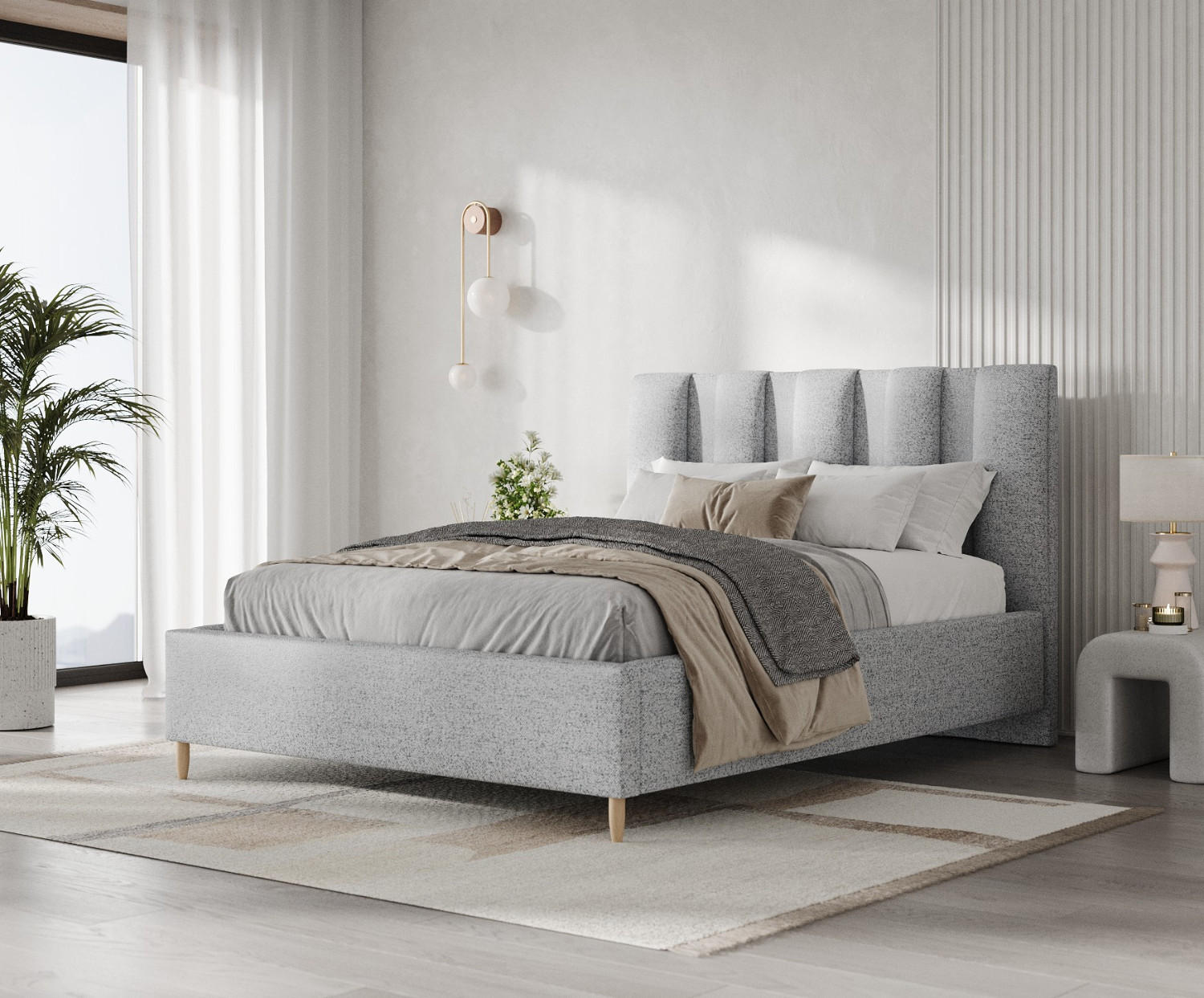 Thumbnail - AltaBeds Polsterbett, Grau, Textil, Buche, Kiefer, 120x200 cm, DIN EN 1021-1, Handmade in Europe, Schlafzimmer, Betten, ...