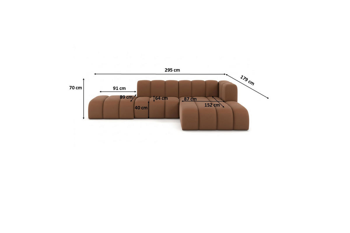 ECKSOFA L-form mit Hocker, Grand Mini, Stoff Salvador, Dunkelbraun, Rechts - Dunkelbraun, Holz (295/179cm) - Kaiser Möbel