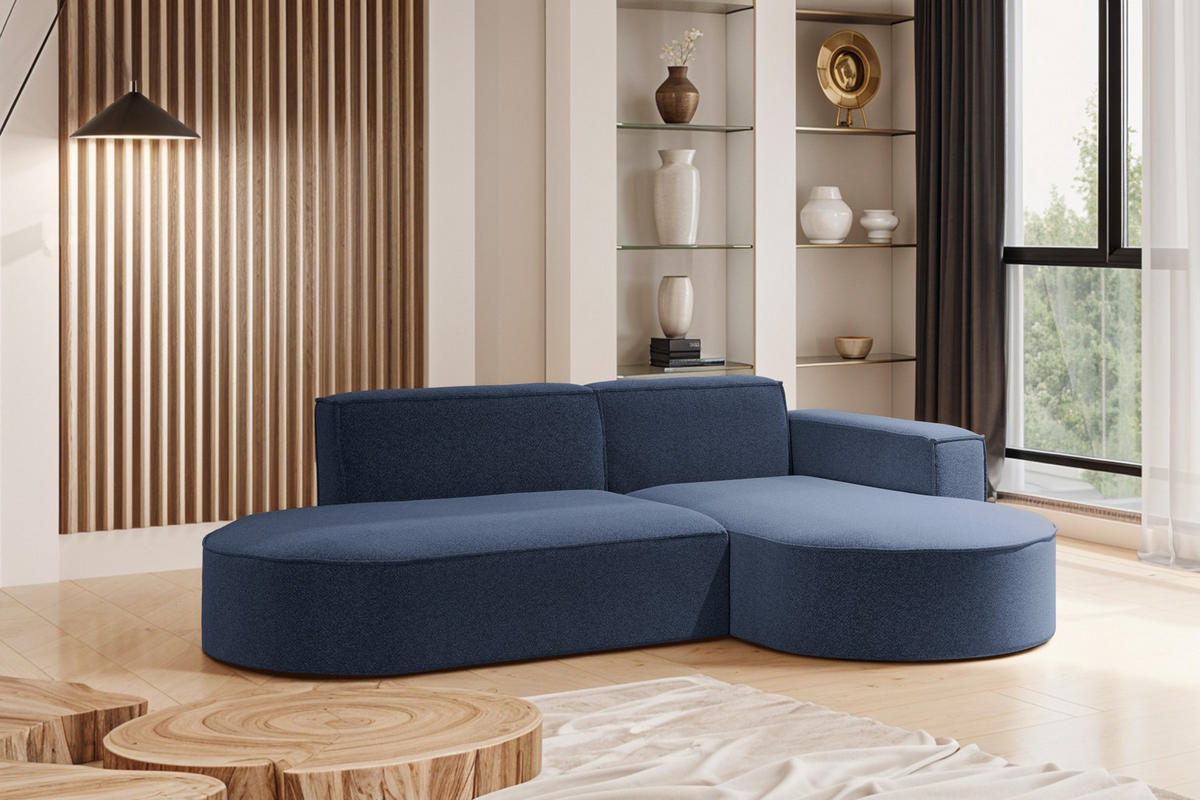ECKSOFA Modernes L-förmiges Modena Studio Stoff Raven Blau Rechts - Blau, Holz/Textil (236/165cm) - Kaiser Möbel
