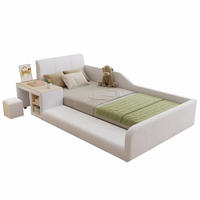 POLSTERBETT 90/200 cm Weiß aus Samt mit Schreibtisch und Hocker - Weiß, Textil (90/200cm) - OKMYHOME