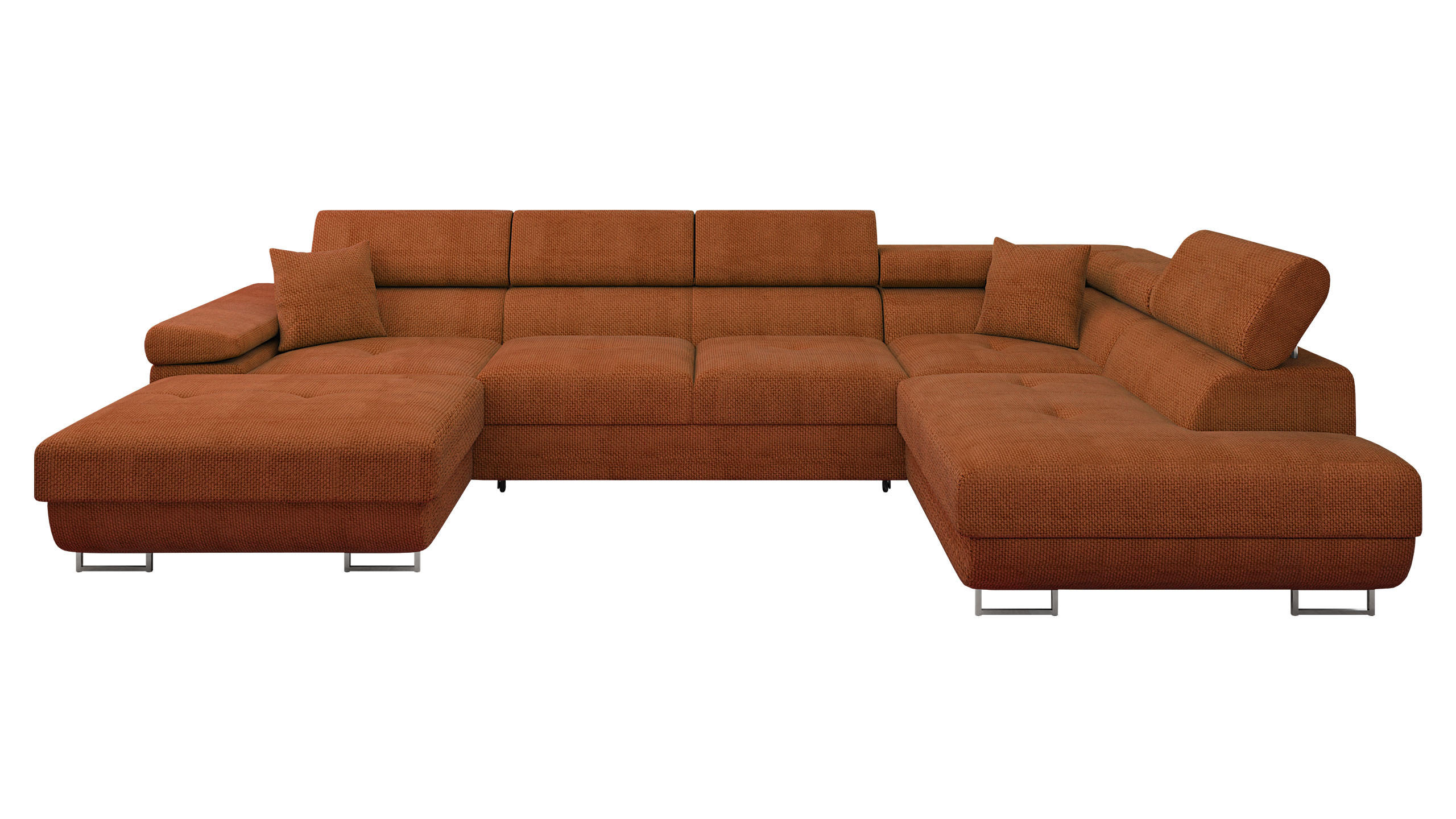 WOHNLANDSCHAFT Torezio Bis, Seite: Rechts - Dunkelorange, Holz/Textil (346/90/203cm) - MIRJAN24