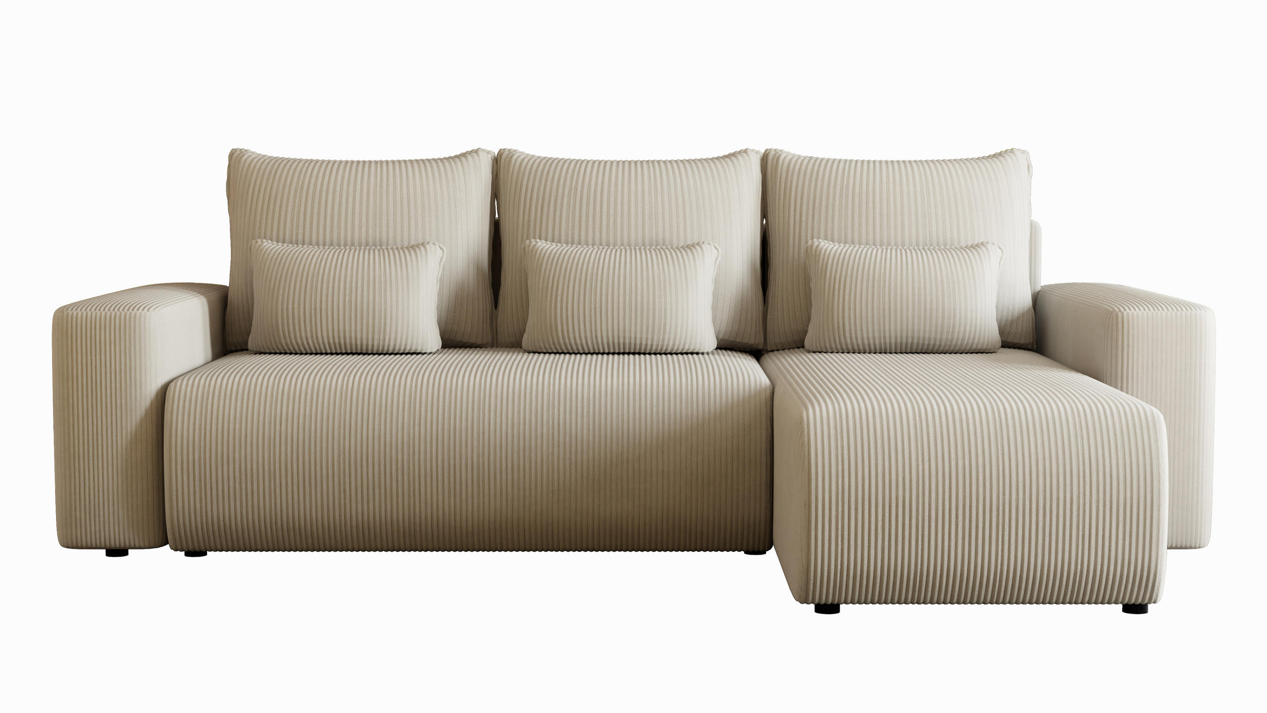 ECKSOFA Travis mit Bettkasten und Schlaffunktion, L-Form, Cord, Universal - Beige, Holzwerkstoff (248/148cm) - 4ALL HOME