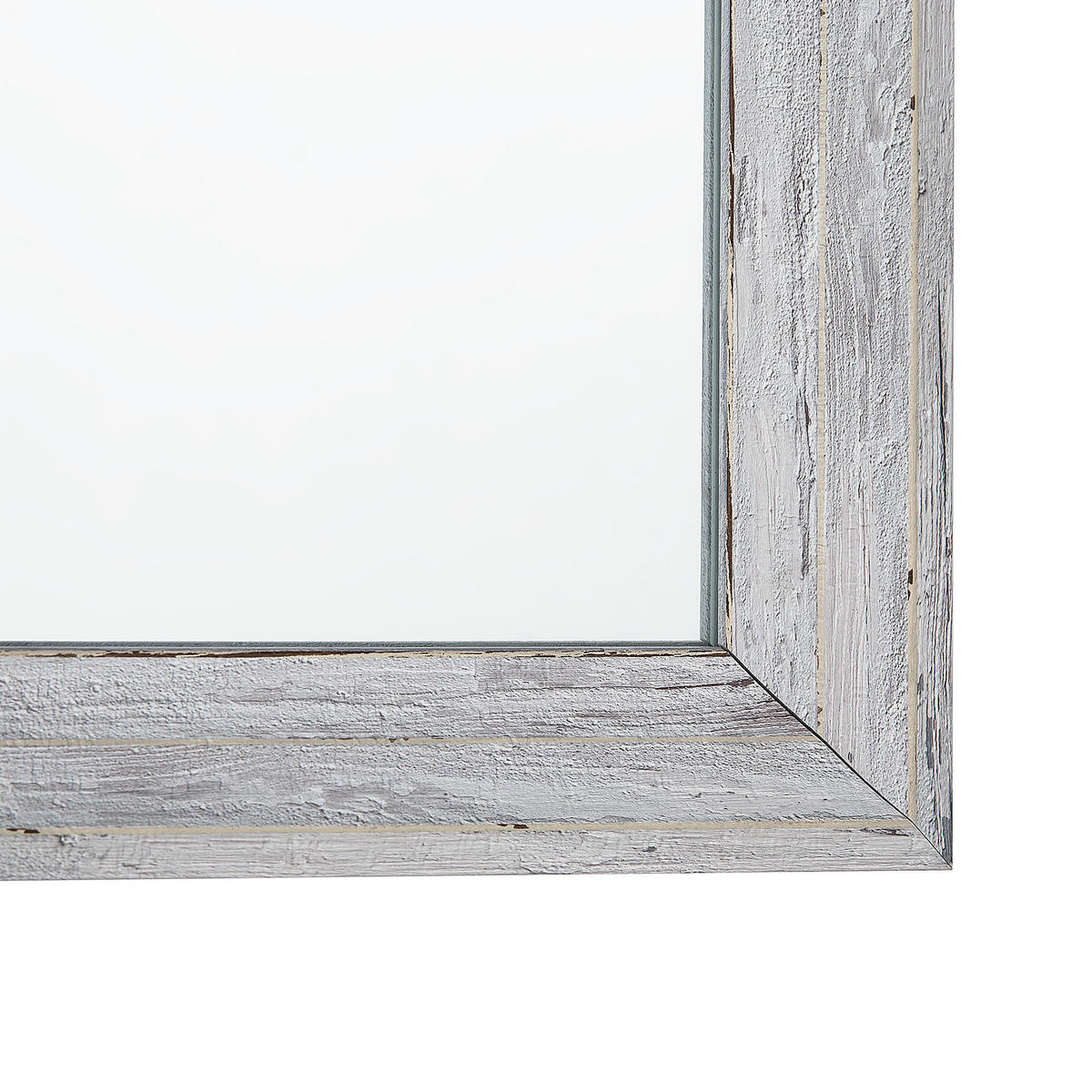 WANDSPIEGEL weiß/Holzoptik rechteckig 50/130 cm Benon - Weiß/Grau, Kunststoff (50/130/3cm) - Beliani