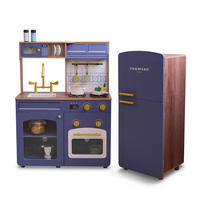 KINDERKUCHE Modulare Holz mit Kühlschrank, 92cm, Blau - Blau, Holzwerkstoff (104/30/92cm) - Teamson Kids