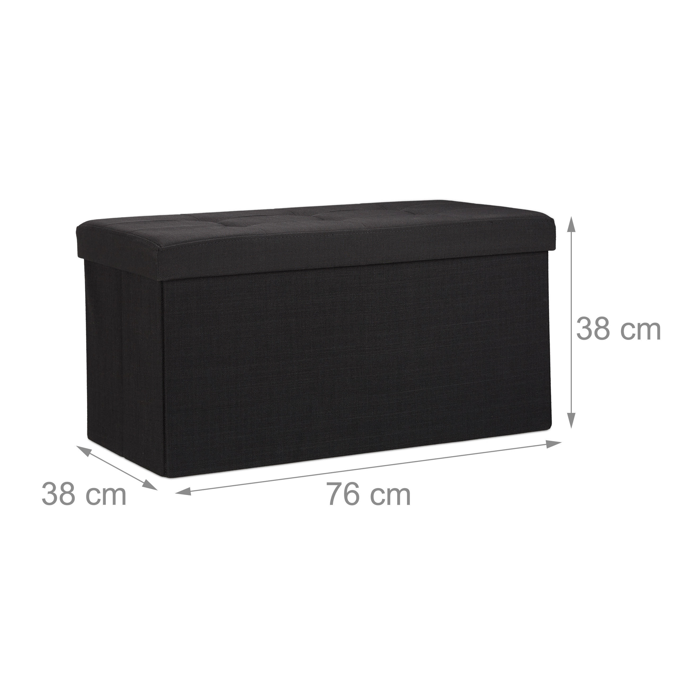 FALTBARE Sitzbank - Schwarz, Holzwerkstoff/Textil (38/38/76cm) - Relaxdays