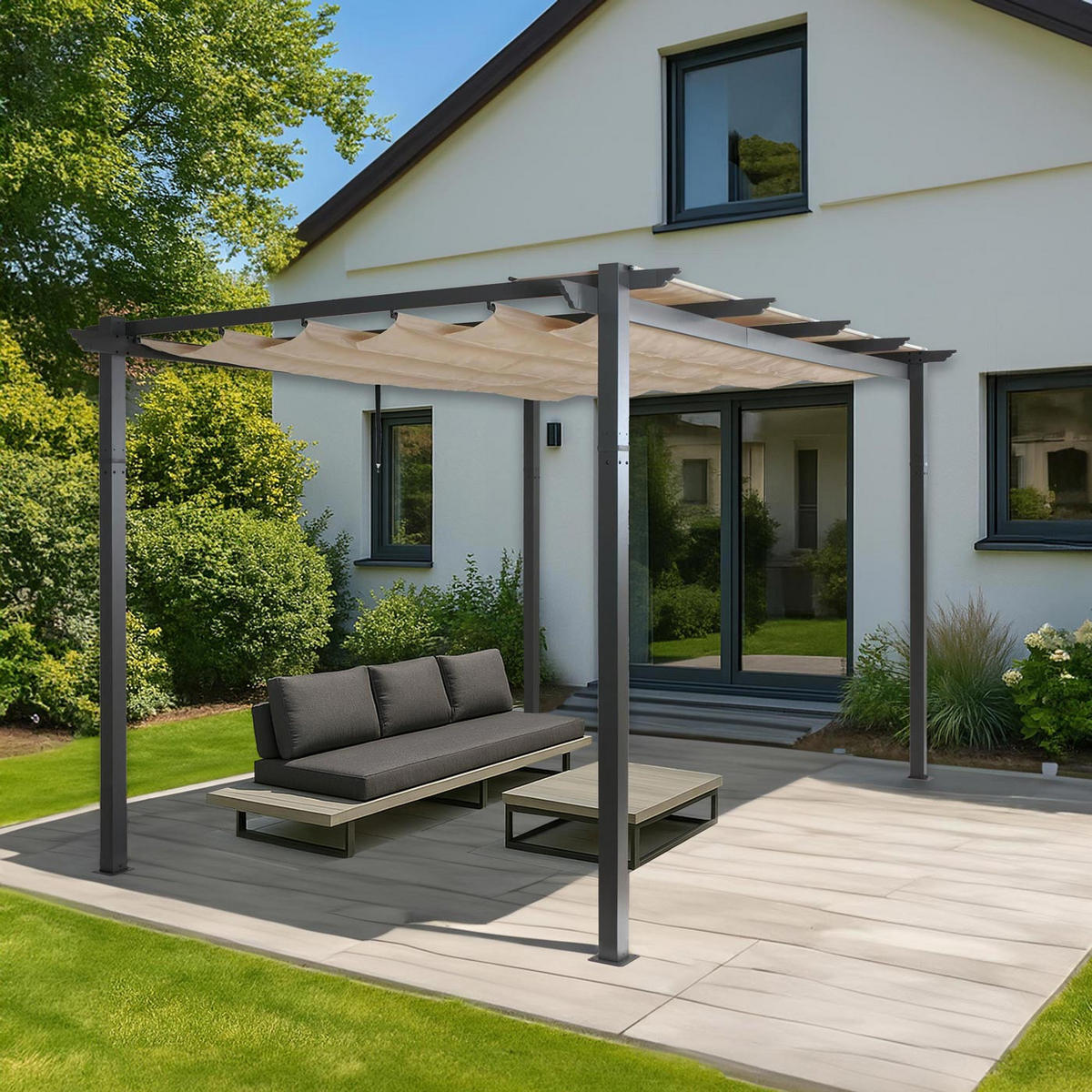 PERGOLA Beige - Beige, Metall (400/240/300cm) - MCW