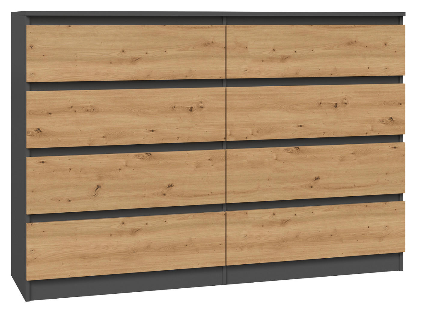 KOMMODE MALWA M8 140 - ANTHRAZIT / EICHE ARTISAN - Anthrazit/Eiche Artisan, Holzwerkstoff (138/97/40cm) - CDF