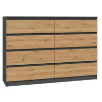 KOMMODE MALWA M8 140 - ANTHRAZIT / EICHE ARTISAN - Anthrazit/Eiche Artisan, Holzwerkstoff (138/97/40cm) - CDF