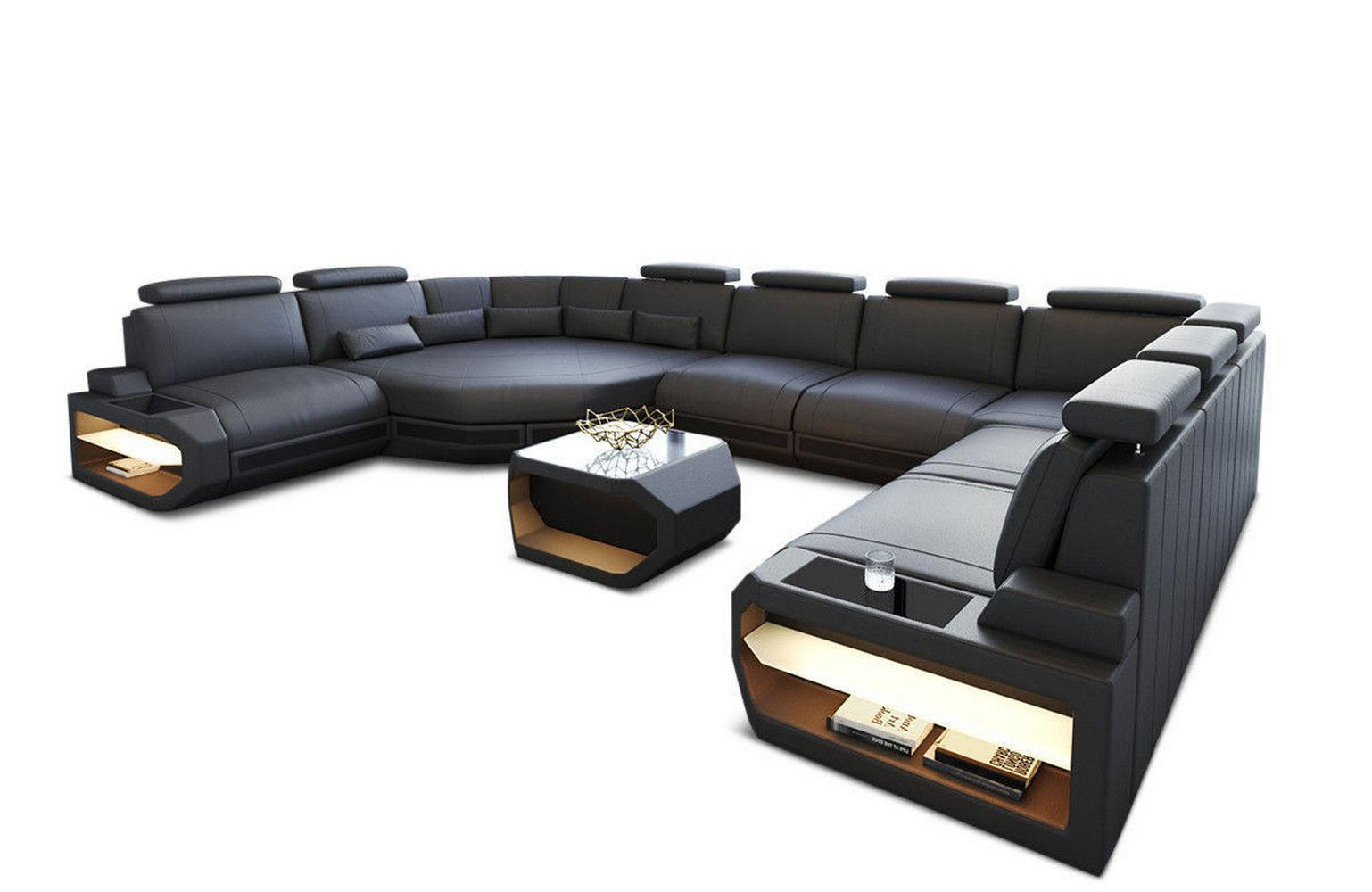 LEDERSOFA Asti L - Grau, Leder (427/93/280cm) - Sofa Dreams