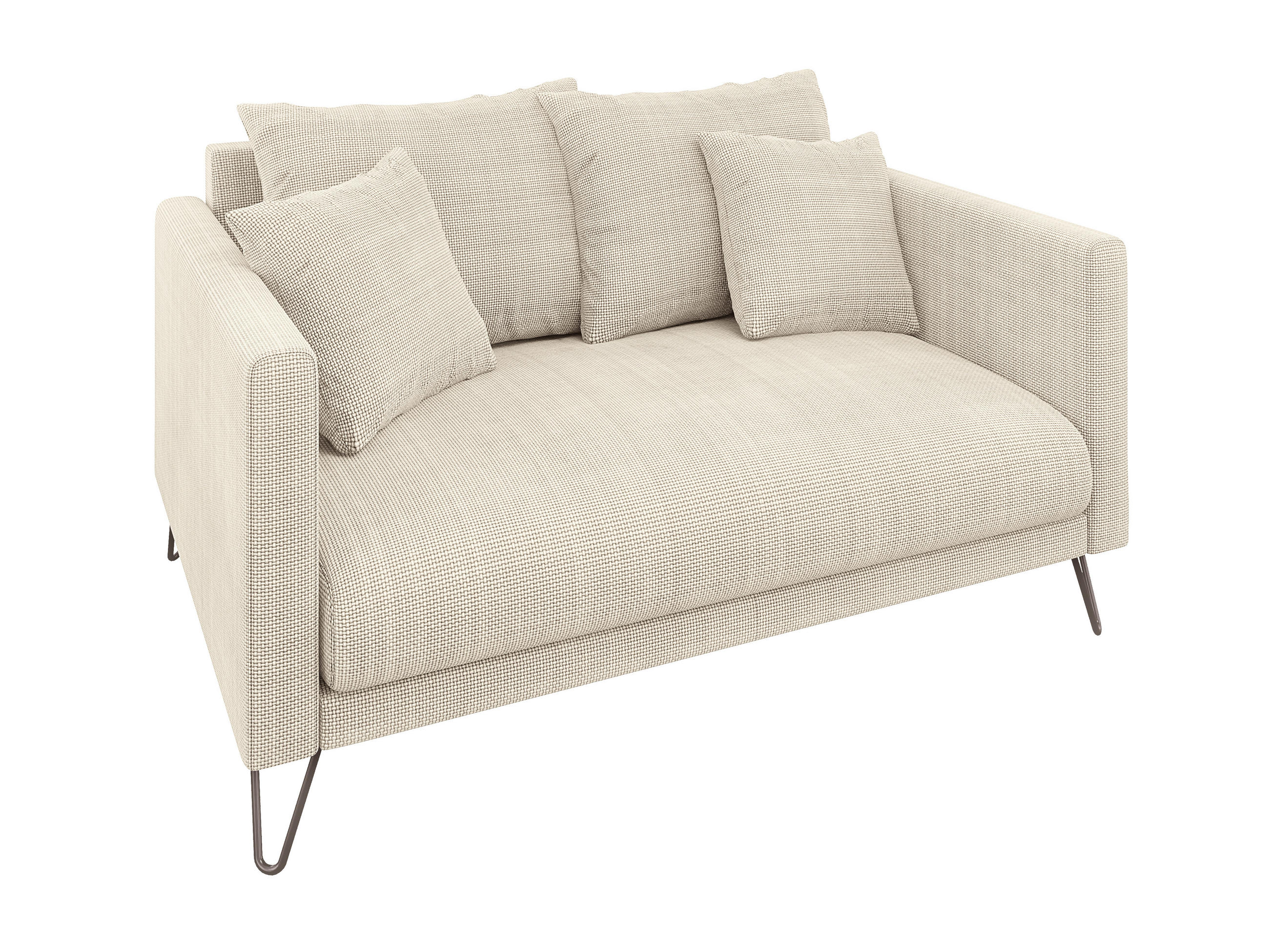 2-SITZER-SOFA Harmony Beige Chenille - Beige/Schwarz, Holz/Textil (140/85/100cm) - S-Style Möbel