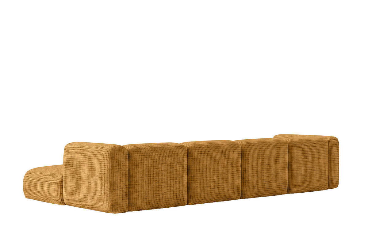ECKSOFA U-Form, Chenille-Stoff Cremona, Golden, GRETA - Goldfarben, Holz (408/70/179cm) - Kaiser Möbel