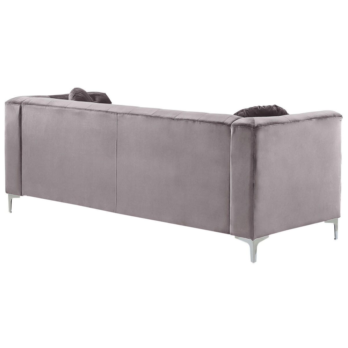 ECKSOFA Samtstoff Grau rechtsseitig Flen - Grau, Textil (212/145cm) - Beliani