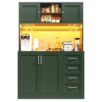 KÜCHENSCHRANK LED 120x40x188Cm 4 Türen Snackregal - Grün, Holzwerkstoff (120/188/40cm) - FLIEKS