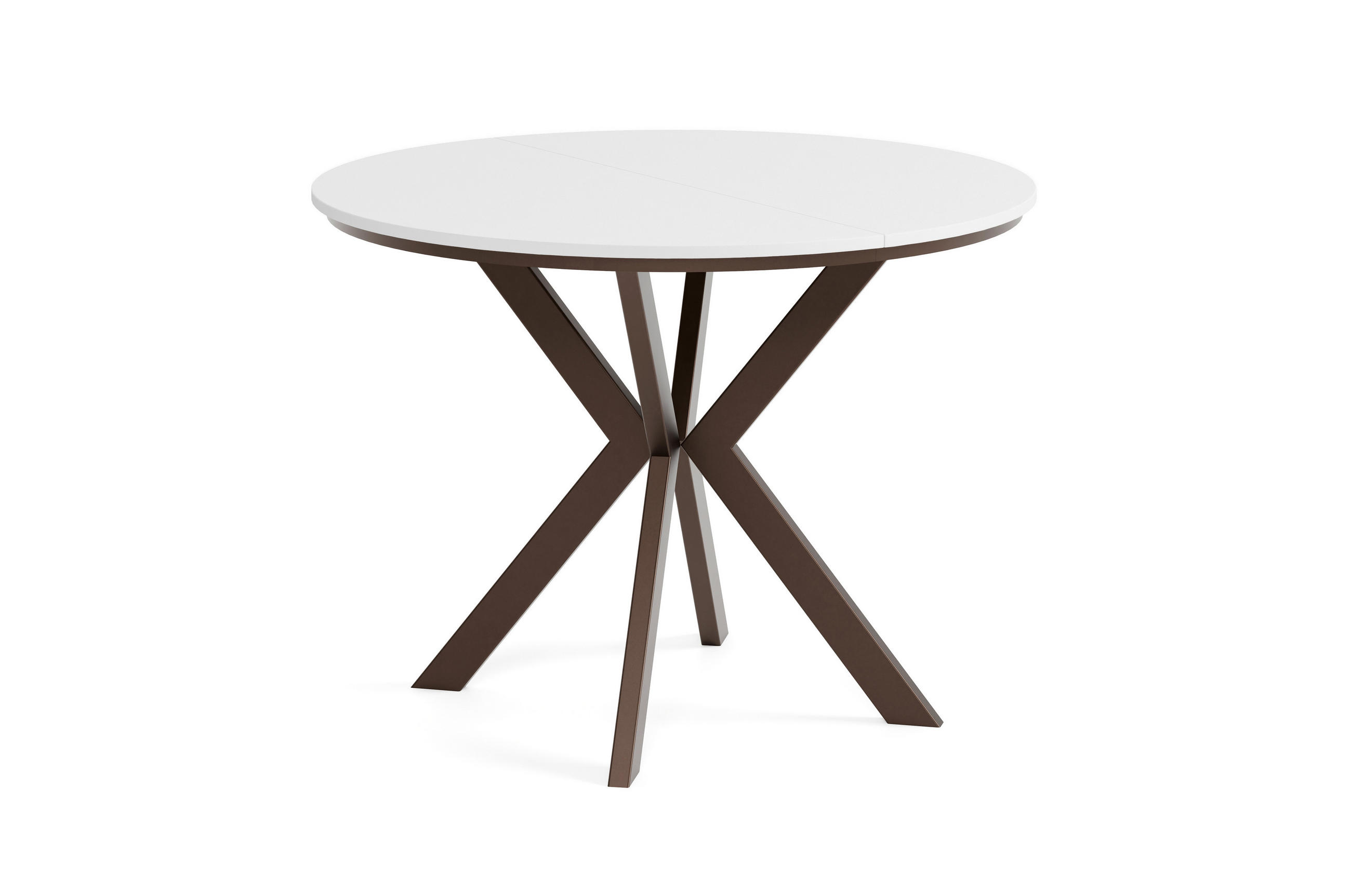 Meblini Esstisch Weiß, Braun 100x76x100 cm