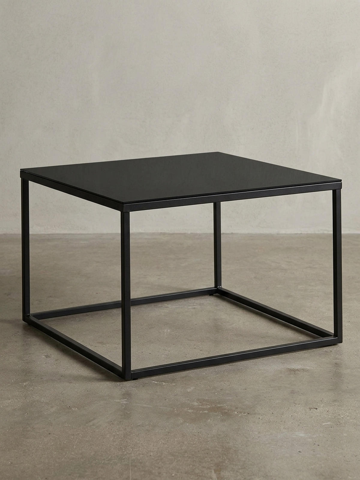 COUCHTISCH quadratisch mit Marmor-Optik, Metallgestell im Industrial-Stil, Schwarz 60x60x45 cm - Schwarz, Metall (60/60/45cm) - KADIMA DESIGN