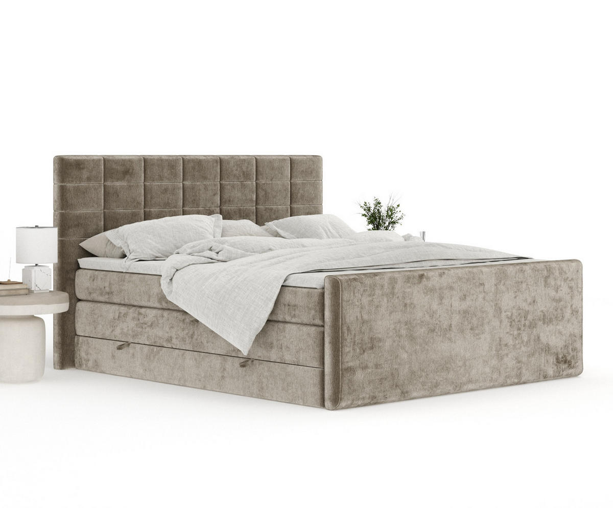 BOXSPRINGBETT Ava Beige 180/200 cm - Beige/Schwarz, Holz/Holzwerkstoff (180/200cm) - Maison de Reve
