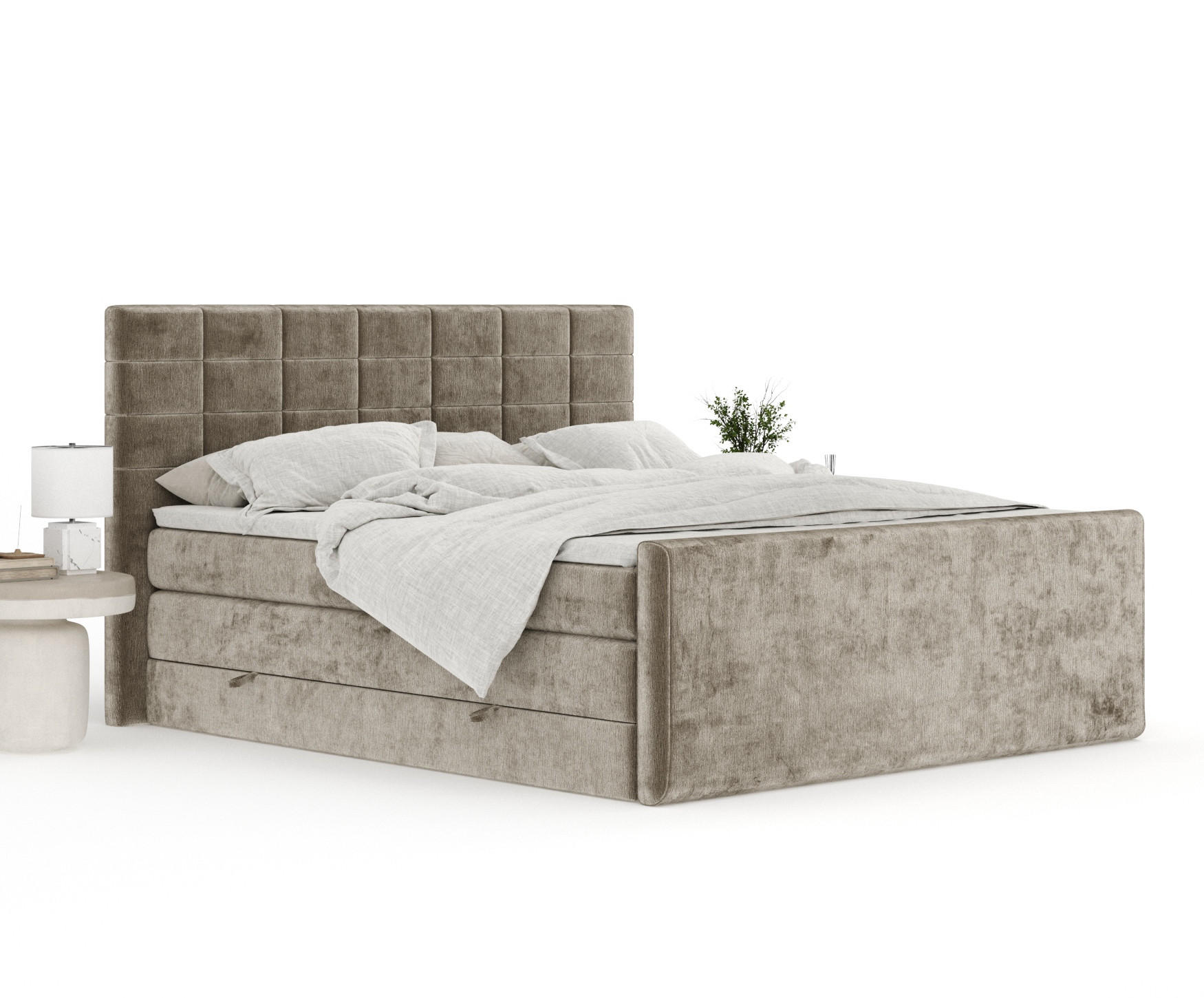 Thumbnail - Maison de Reve Boxspringbett, Beige, Textil, Buche, Kiefer, H3 + H4, 7-Zonen, Höhe ca. 40 cm, 180x200 cm, Handmade in Eu...