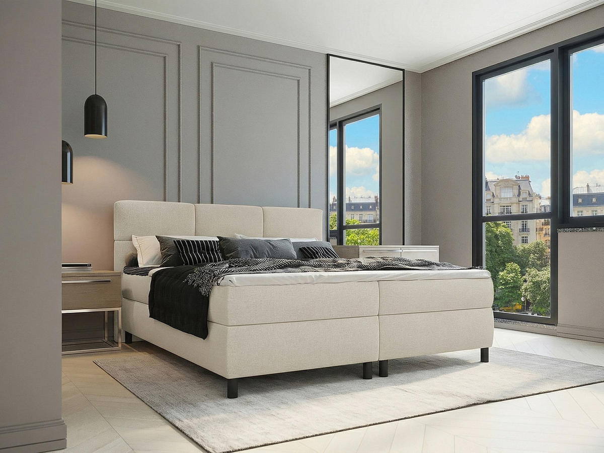 BOXSPRINGBETT - 2 Personen - stoff - beige Lodi - Beige, Textil (80/200cm) - Vente-Unique