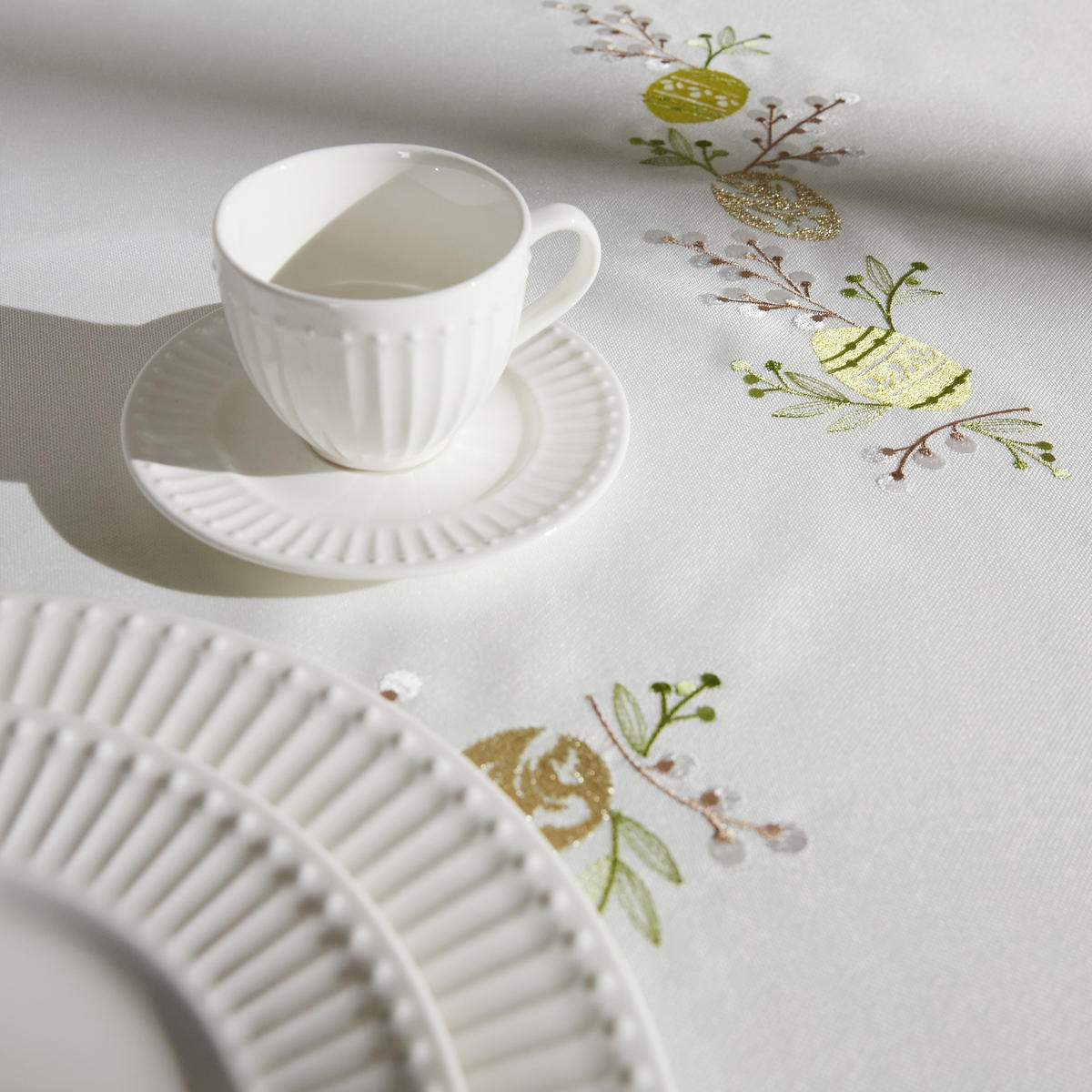 TISCHDECKE Catkins - Weiß, Textil (220/150/1cm) - home&you