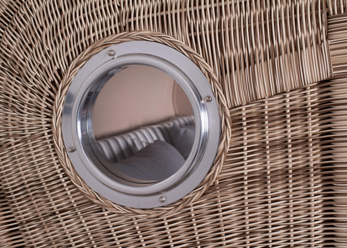 STRANDKORB XXL Düne Grande Teak PE Shell - Braun/Grau, Metall (142/170/95cm) - Mr. Deko