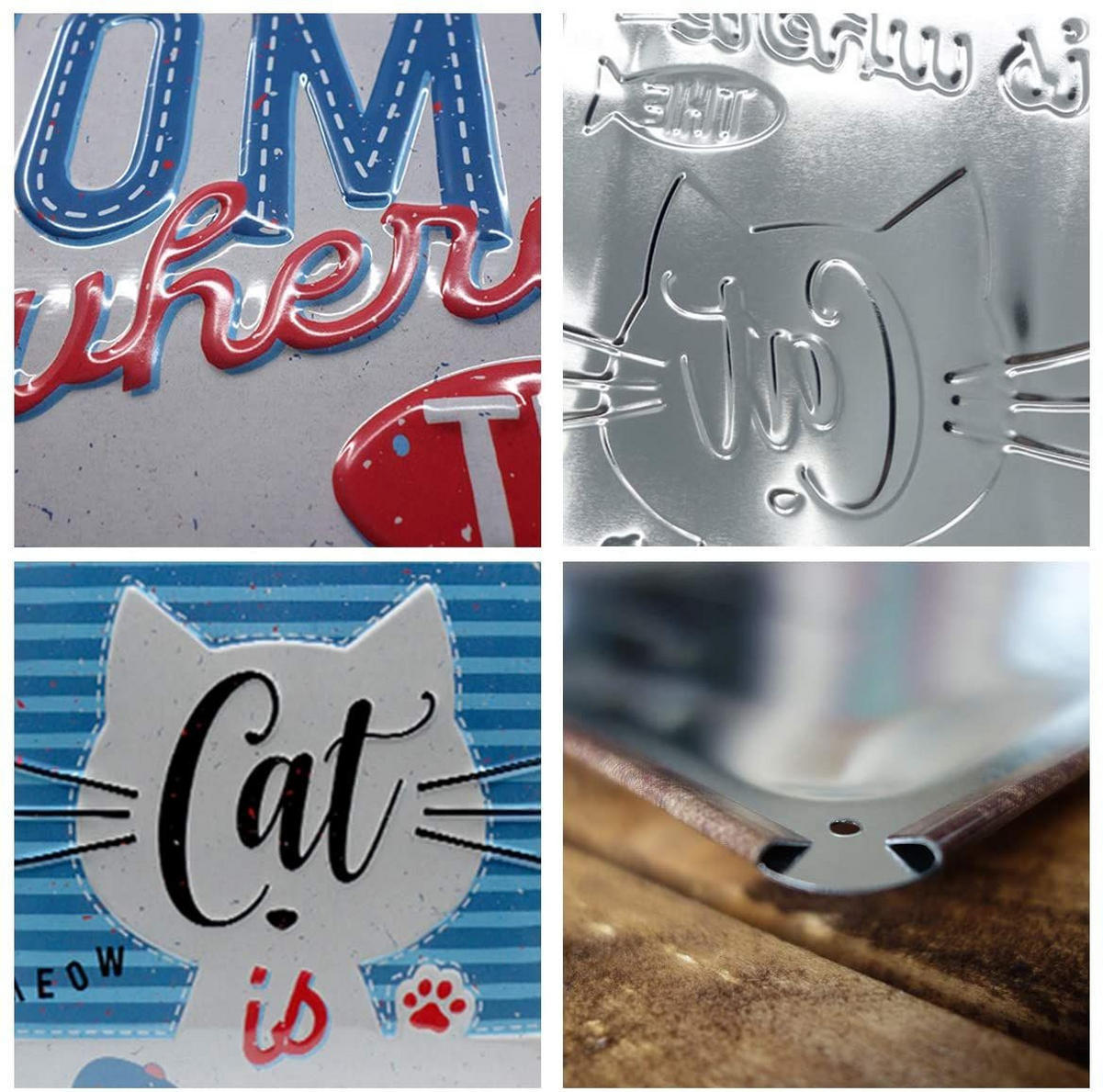 BLECHSCHILD 20/30 cm Pfotenschild Home is where the Cat is - Multicolor, Metall (20/30/0.2cm) - Nostalgic-Art