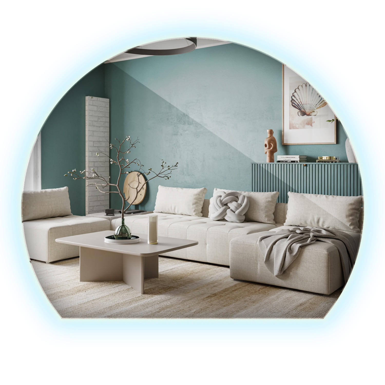 LED-SPIEGEL 80 x 70 cm unregelmäßig - Blau, Glas (70/80/0.4cm) - ArtPrintCave