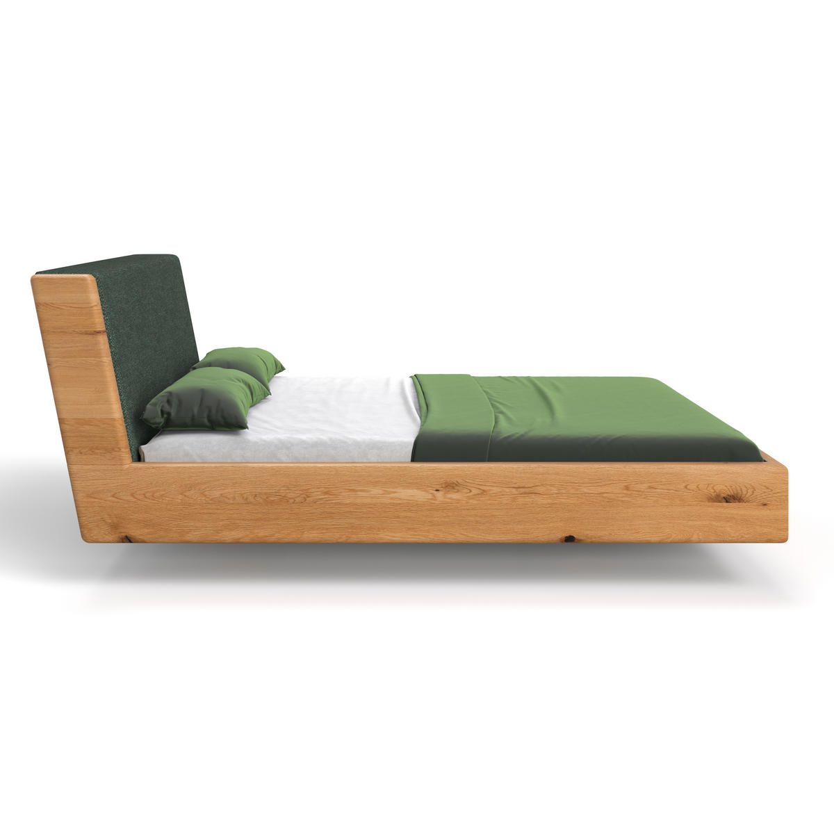 MASSIVHOLZBETT schwebend Aura Tilt aus Eiche 180x220 cm, Storm 39 (Grün) - Eichefarben/Braun, Holz (180/220cm) - Danzz