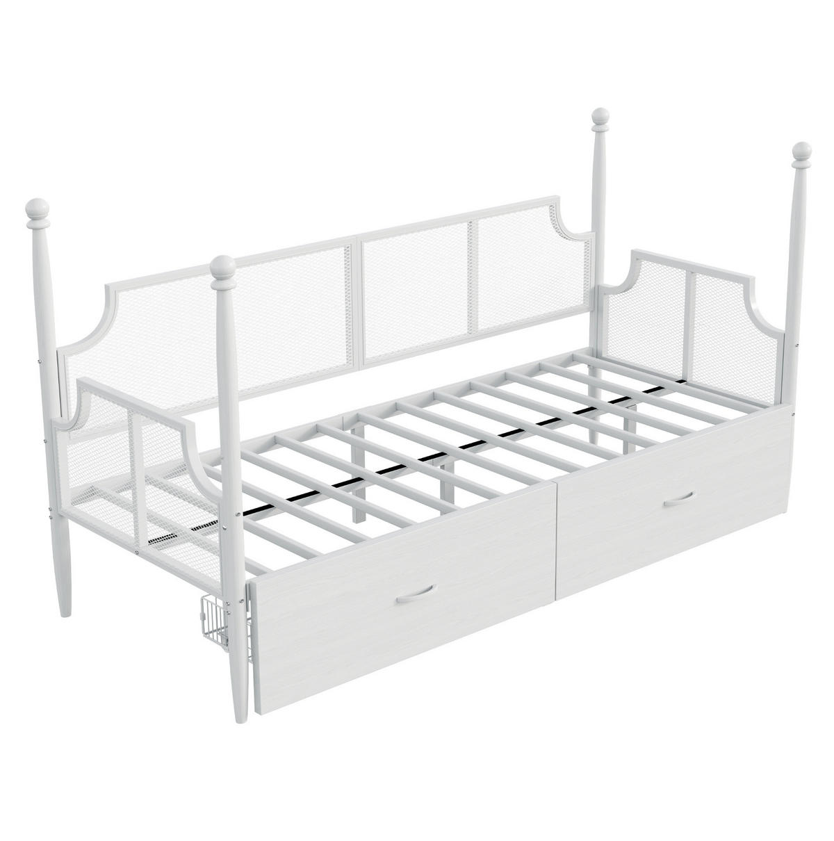 METALLBETT 90/200 cm als Sofabett mit 2 Schubladen im Vintage-Stil, Metall, Weiß - Weiß, Metall (90/200cm) - Redom