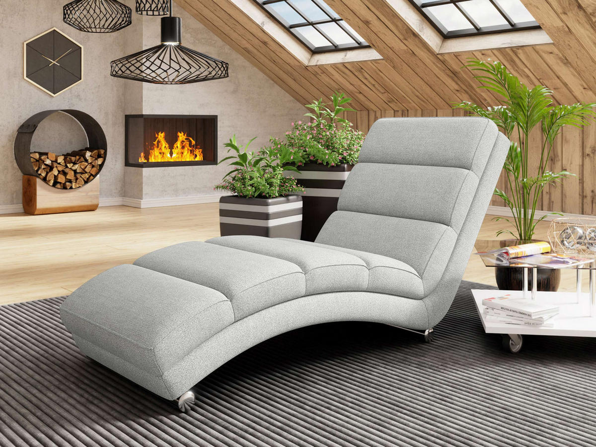 RELAXLIEGE Holiday - Platinfarben/Chromfarben, Holz/Textil (62/84/180cm) - MIRJAN24