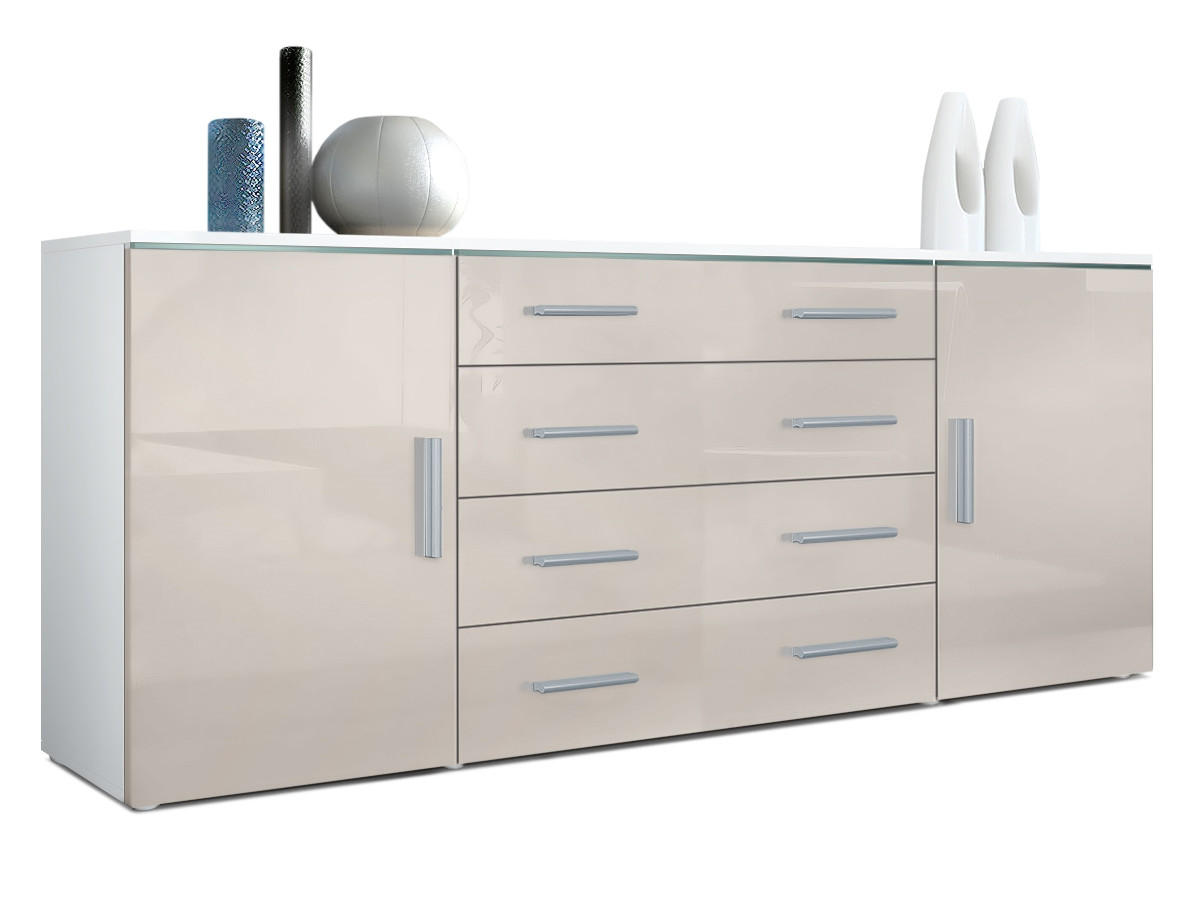 SIDEBOARD Verona Sandgrau Hochglanz - Sandfarben, Holzwerkstoff (166/72/35cm) - Vladon