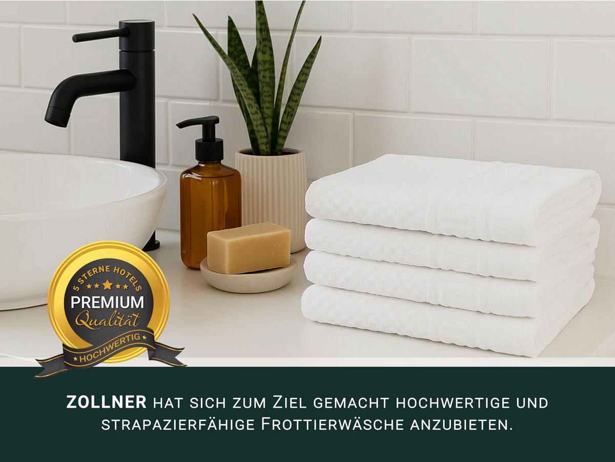 HANDTÜCHER, 4er-Set, 50x100 cm, 100% Baumwolle, Weiß - Weiß, Textil (50/100cm) - Zollner