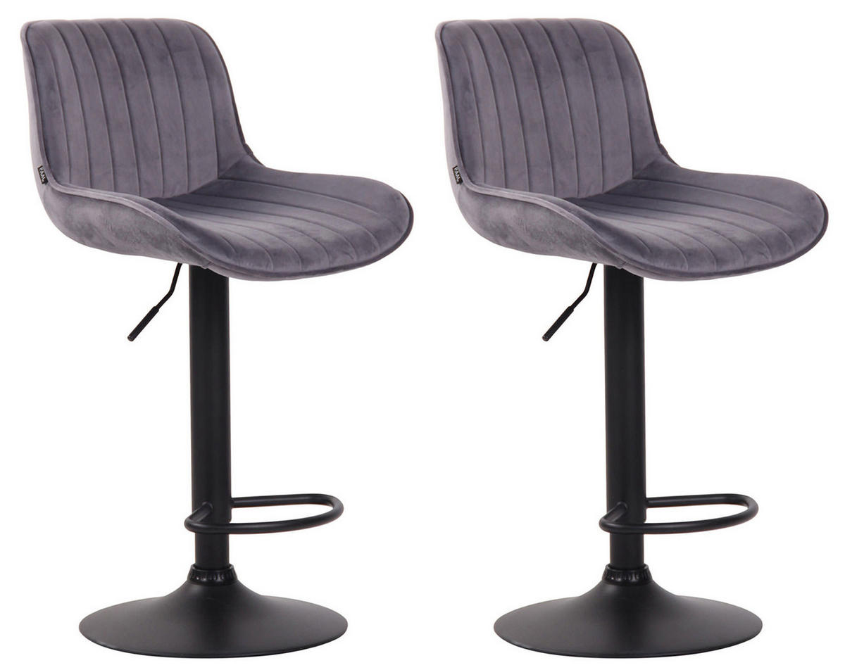 BARHOCKER 2er Set Samt dunkelgrau - Dunkelgrau/Schwarz, Textil/Metall (50/86/50cm) - CLP