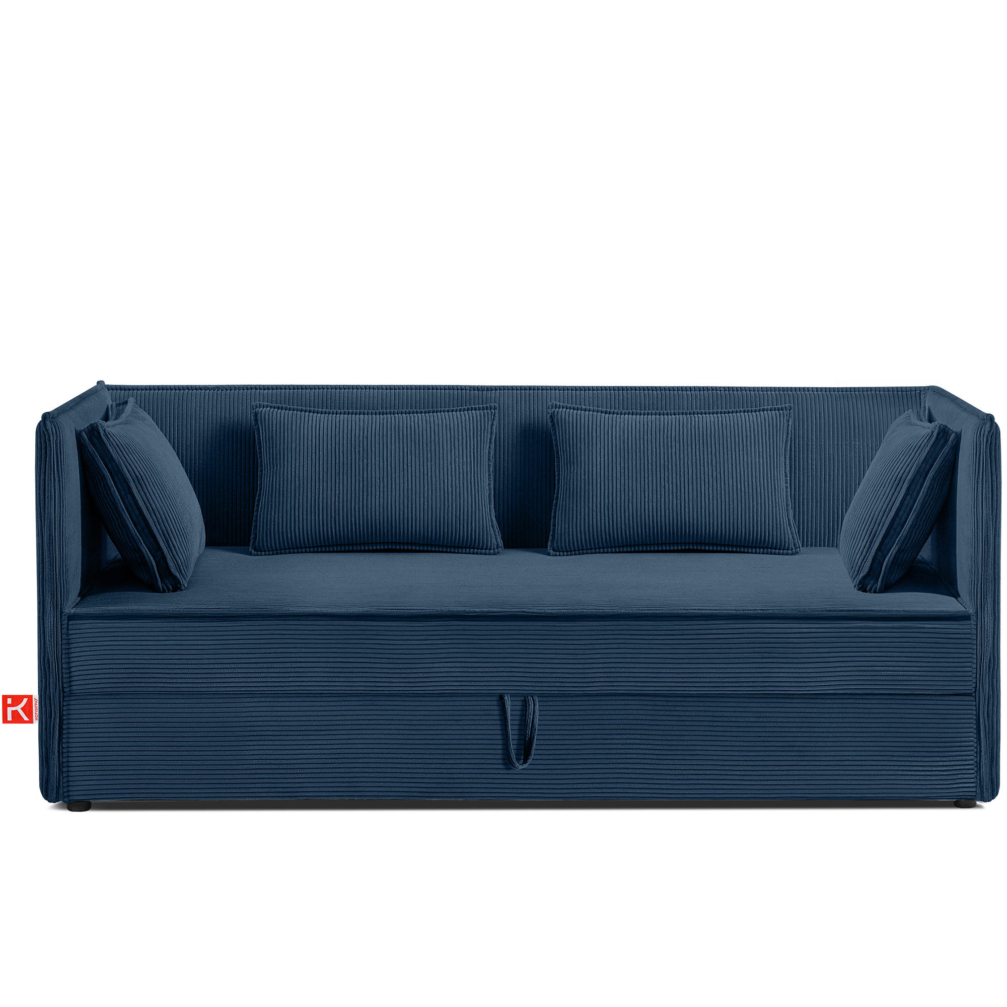 JUGENDBETT ROTI Einzelbett mit Bettkasten, 90x200cm, Bett mit Bonellmatratze, mit Rückenlehne - Schwarz/Dunkelblau, Holz/Holzwerkstoff (92/200cm) - KONSIMO®