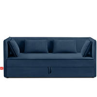 JUGENDBETT ROTI Einzelbett mit Bettkasten, 90x200cm, Bett mit Bonellmatratze, mit Rückenlehne - Schwarz/Dunkelblau, Holz/Holzwerkstoff (92/200cm) - KONSIMO®