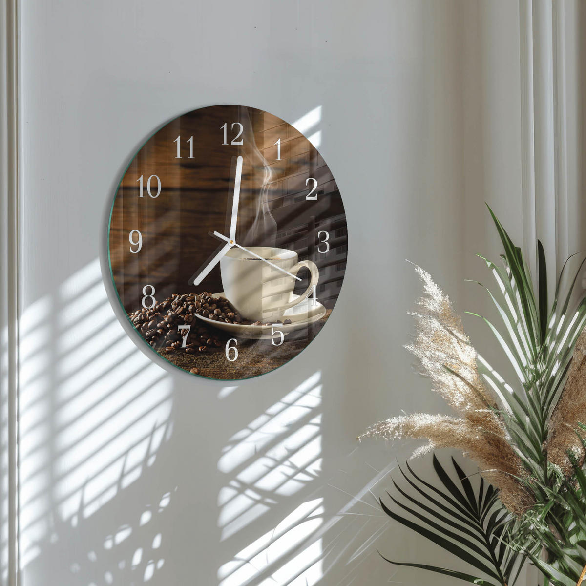 WANDUHR fi30 cm - Kaffee - Braun, Glas (30/30/0.4cm) - TULUP