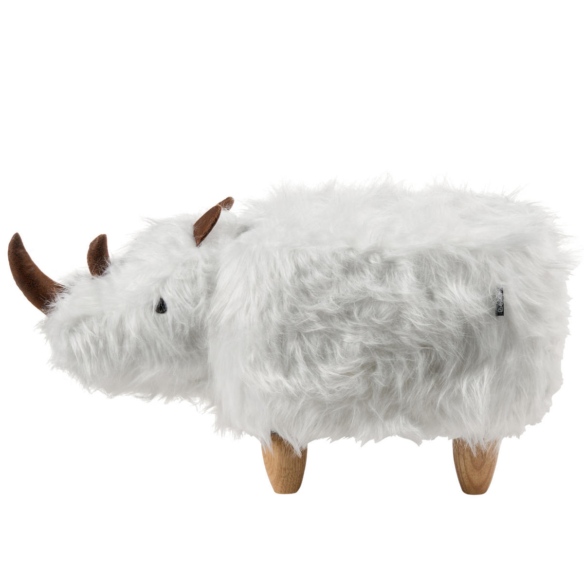 TIERHOCKER Sandbeige Woolly - Weiß/Braun, Kunststoff (66/37/36cm) - Beliani