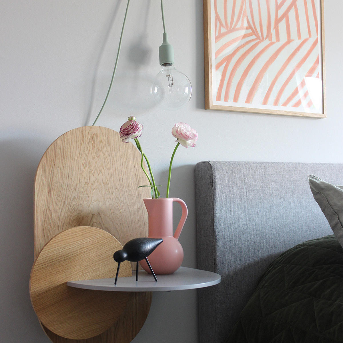 NACHTSTAND ALBA mit versteckter Aufbewahrung Oval - Eichefarben/Weiß, Holz (60/55/45cm) - Woodendot