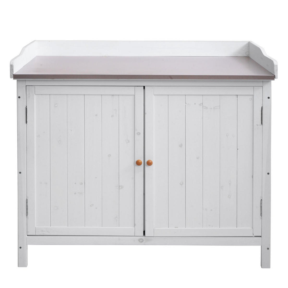 GARTENSCHRANK mit Arbeitsplatte 86x104x52cm Outdoor Tanne Holz Weiß - Weiß, Holz (104/86/52cm) - PROREGAL