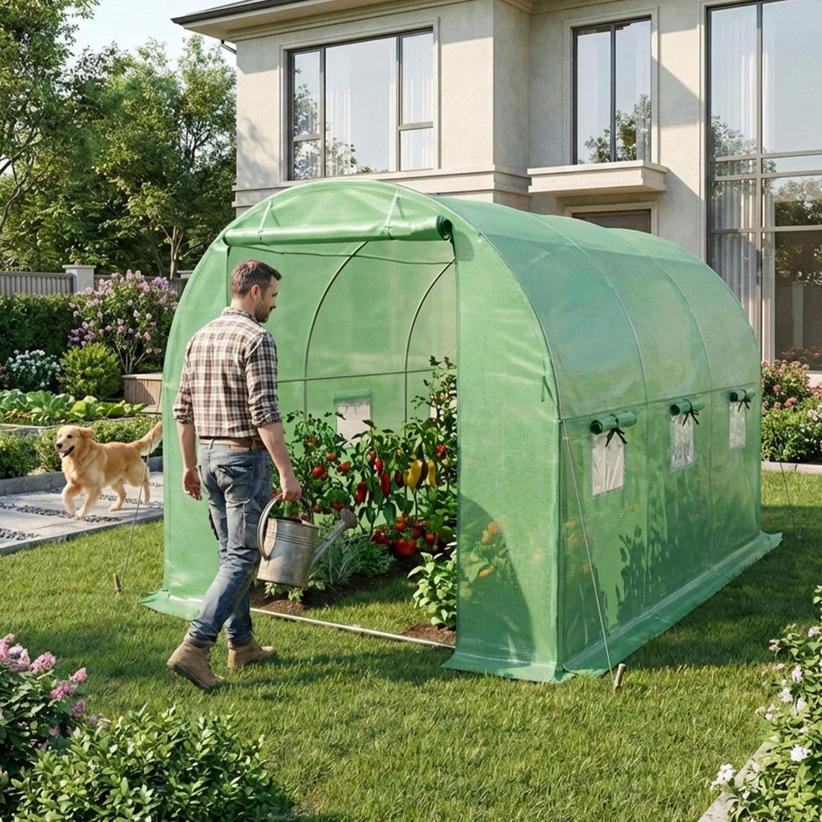 TUNNELGEWÄCHSHAUS, Grün, 200x300x200 cm - Grün, Metall (200/200/300cm) - Akord