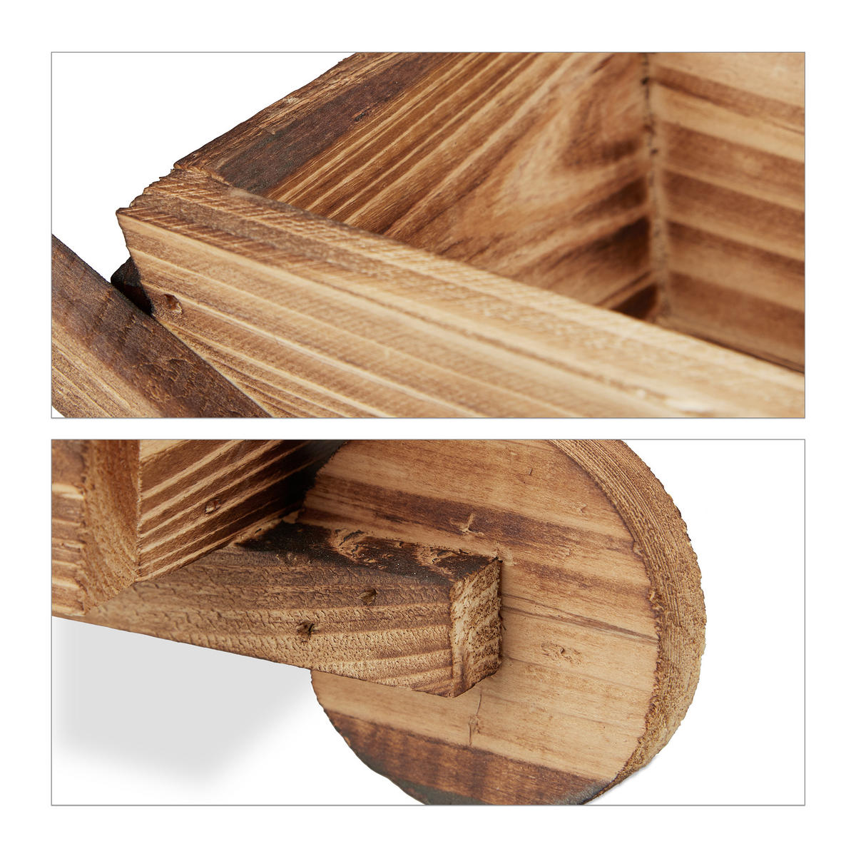 2XPFLANZENGEFÄSS - Braun, Holz (20/10/8.5cm) - Relaxdays