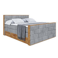 BOXSPRINGBETT mit Matratze H3|H4 und Lattenrost - LOLLI8-Z KING-160x200 - Grau Casablanca - Grau, Holzwerkstoff (160/200cm) - ALTDECOR