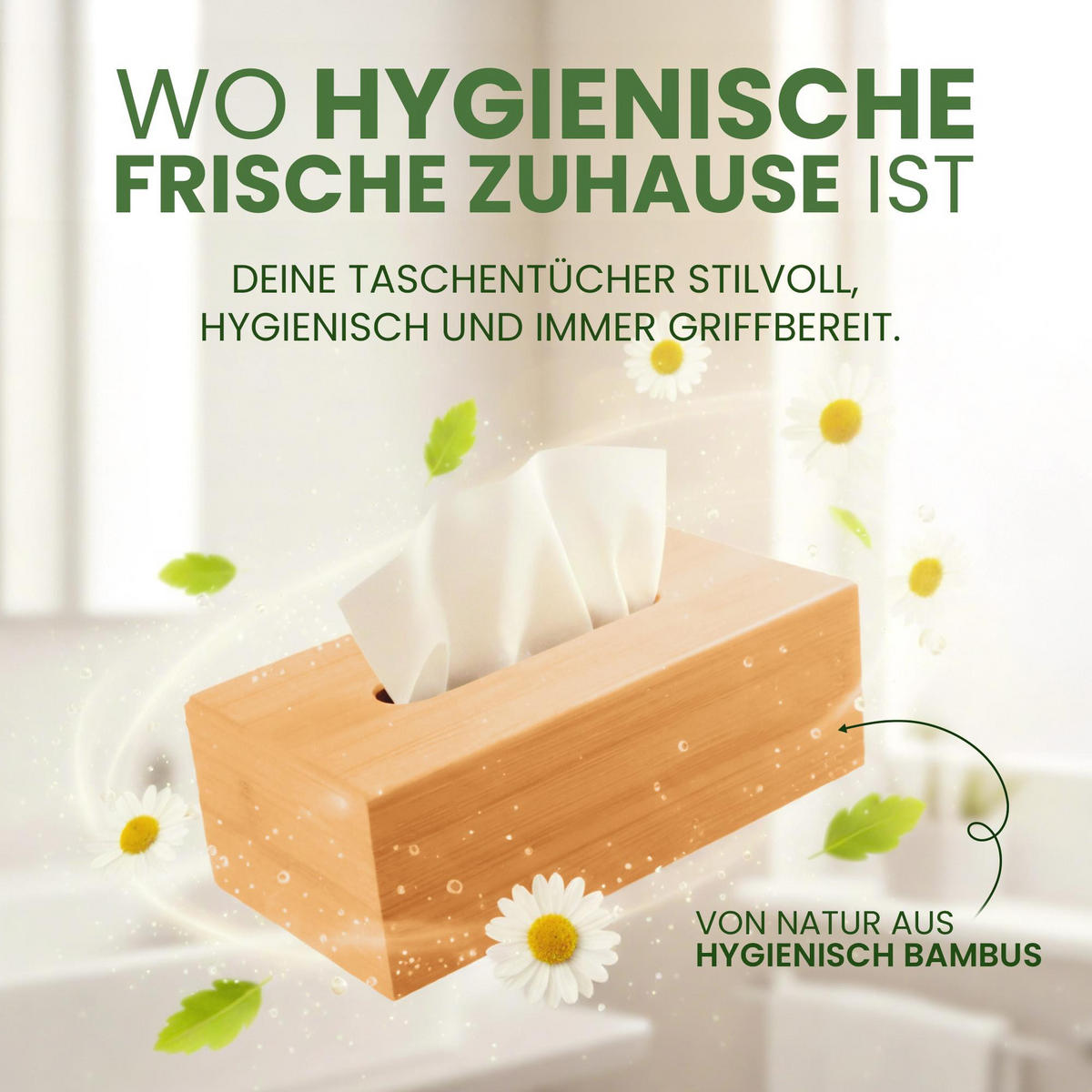 TASCHENTUCHBOX eckig 25/13/9 cm Holz Natura - Eukalyptusholzfarben, Holz (13/25/9cm) - CLP