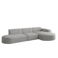 ECKSOFA Designer L-Form MODENA Stoff Loop Hellgrau Rechts - Hellgrau, Holz (296/165cm) - Kaiser Möbel