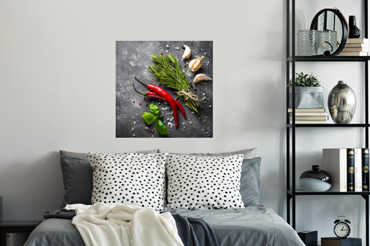 WANDTATTOO Pfeffer - Kräuter - Gewürze - Beton 50x50 cm - Dunkelgrau, Kunststoff (50/50/0.1cm) - MuchoWow