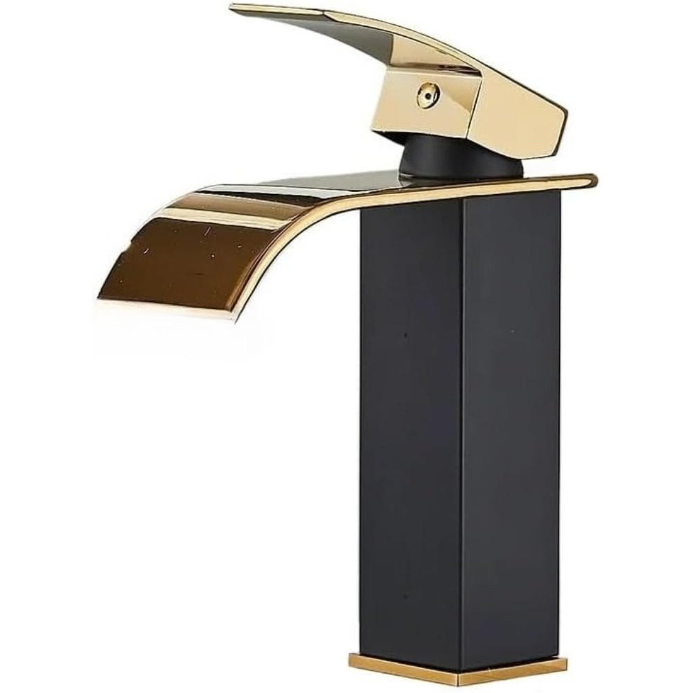 WASCHTISCHARMATUR Einzigen Griff Mixer Heißes Kaltes, Niedrig, Gold - Goldfarben, Metall (11/19/5cm) - Kaket