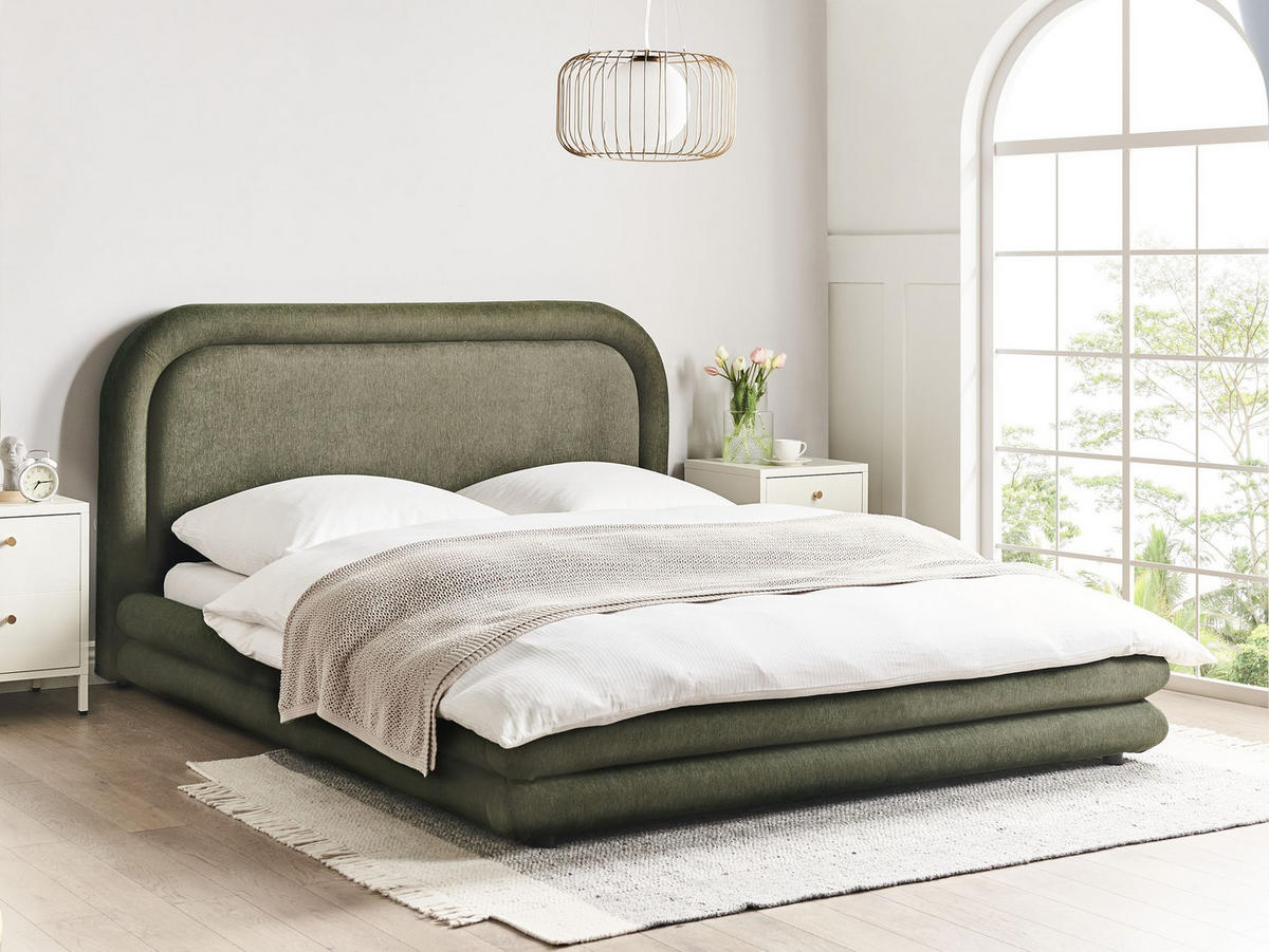 POLSTERBETT mit Lattenrost 160x200 cm Grün Lavardens - Grün, Textil (160/200cm) - Beliani